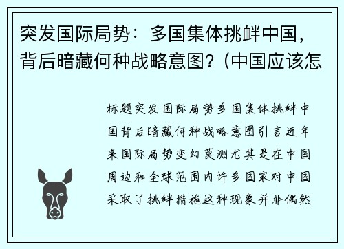 突发国际局势：多国集体挑衅中国，背后暗藏何种战略意图？(中国应该怎么做)