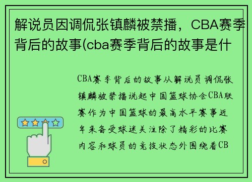 解说员因调侃张镇麟被禁播，CBA赛季背后的故事(cba赛季背后的故事是什么)