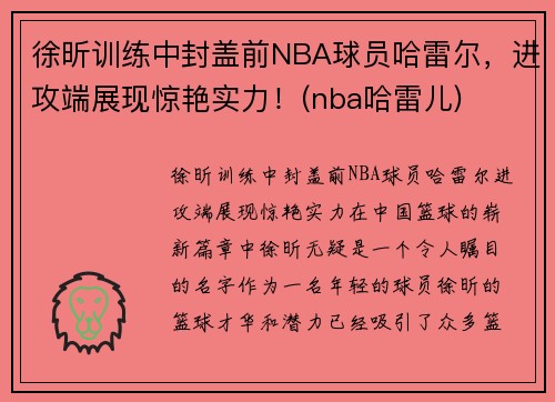 徐昕训练中封盖前NBA球员哈雷尔，进攻端展现惊艳实力！(nba哈雷儿)